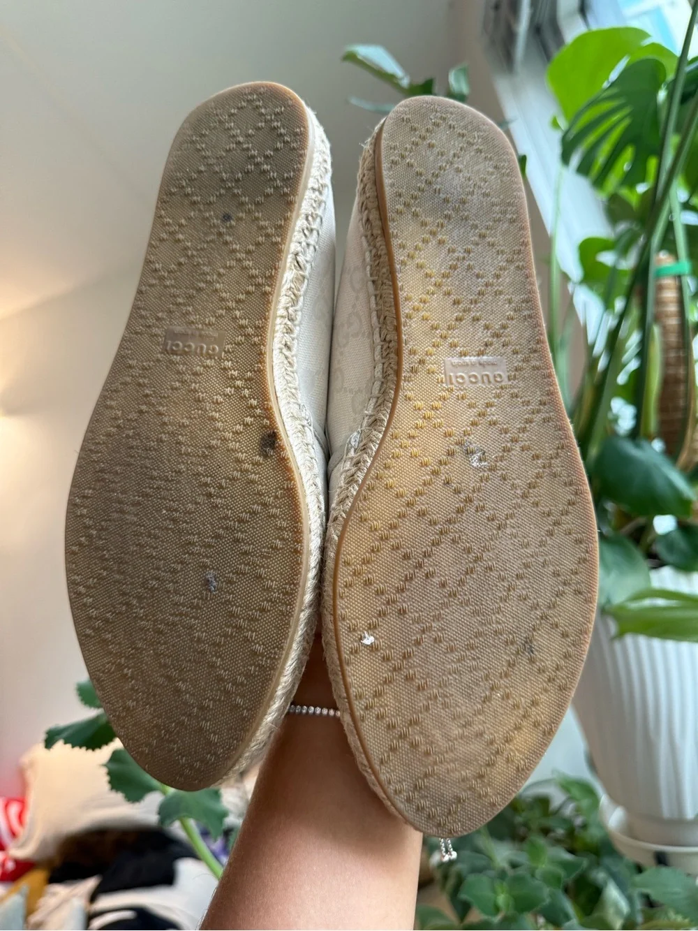 Gucci GG Monogram Canvas Espadrilles Size 38.5